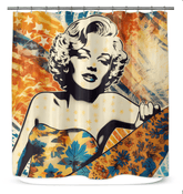 Vibrant Surfing 5 08 Shower Curtain with lively surf and beach pattern.